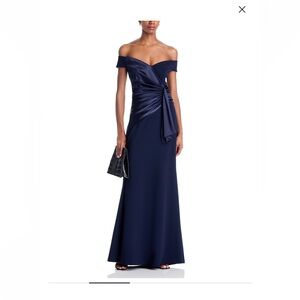 NEW WITH TAGS! Eliza J Mixed Media Off The Shoulder Gown